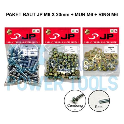 Jual Paket Set Jp M X Baut Mur Ring Plat M X Mur M Isi