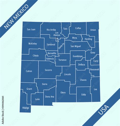 New Mexico Counties Map Labeled Stock Vector Adobe Stock Hot Sex Picture