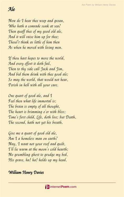 Ale Poem By William Henry Davies