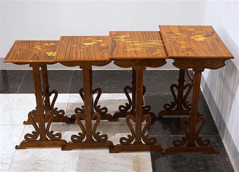 Art Nouveau Nesting Tables By Mile Gall S Set Of For Sale At