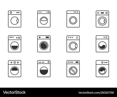 Washing Machine Icon Set Laundry Symbols Vector Image