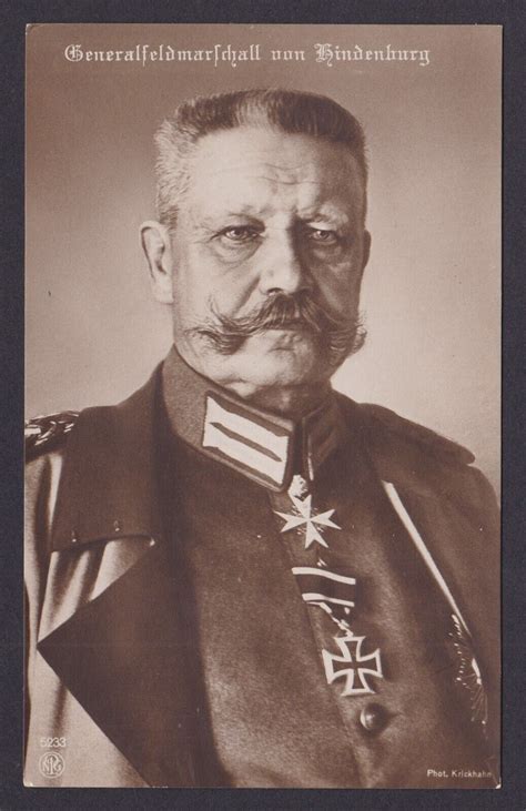 Postcard Wwi General Field Marshal Paul Von Hindenburg Unposted