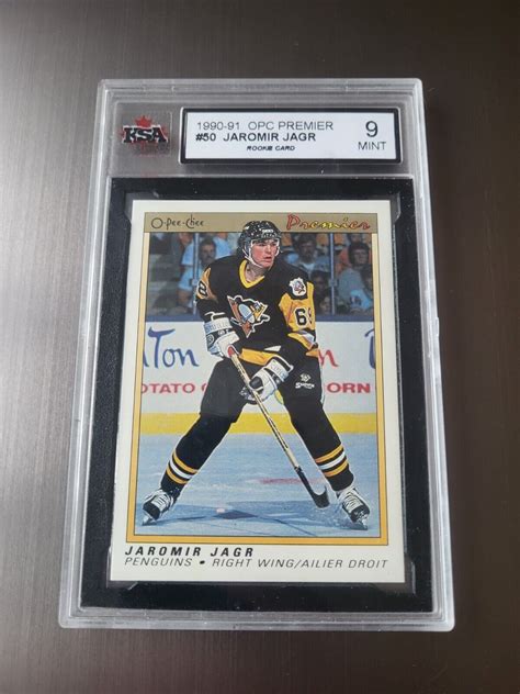 1990 91 O Pee Chee Premier JAROMIR JAGR 50 ROOKIE CARD RC PSA 9 MINT