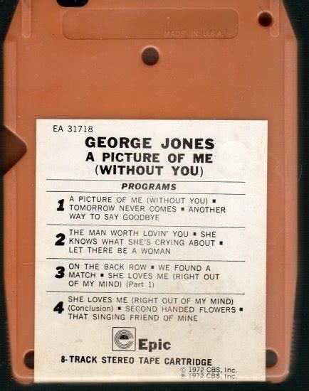 George Jones A Picture Of Me Without You 8 Track Tape