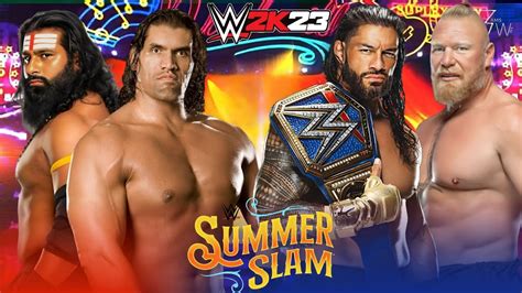 WWE The Great Khali Veer Mahaan Vs Roman Reigns Brock Lesnar Tag Team