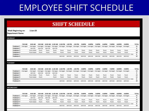 Employee Shift Schedule, Work Shift Schedule Planner, Staff Scheduling ...