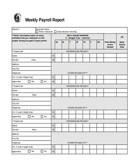 Free Sample Payroll Forms In Ms Word Pdf Excel