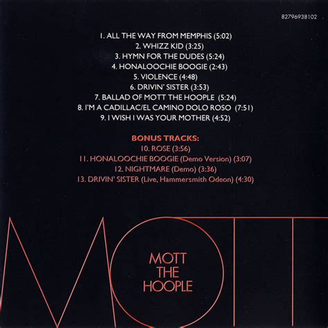 Car Tula Interior Frontal De Mott The Hoople Mott Portada