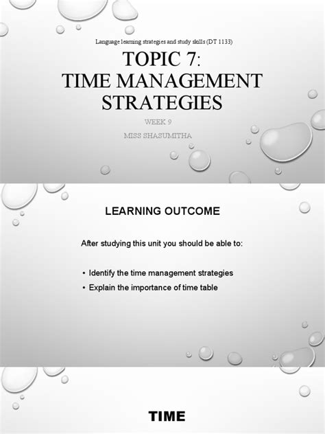 Topic 7 Time Management Strategies Pdf Time Management Professional Skills