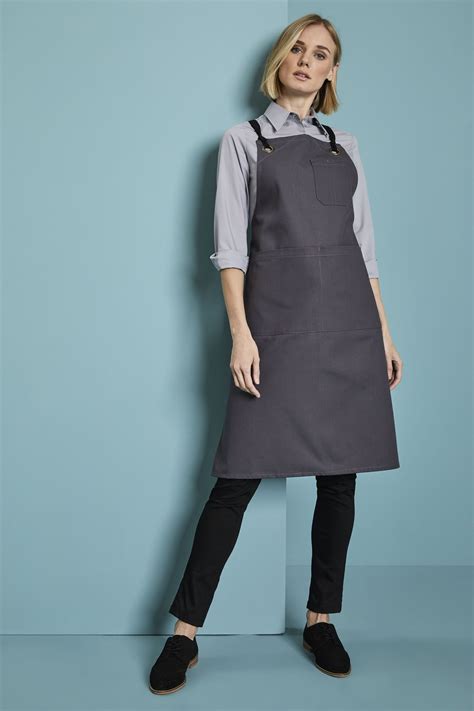 Canvas Eyelet Bib Apron Grey Simon Jersey