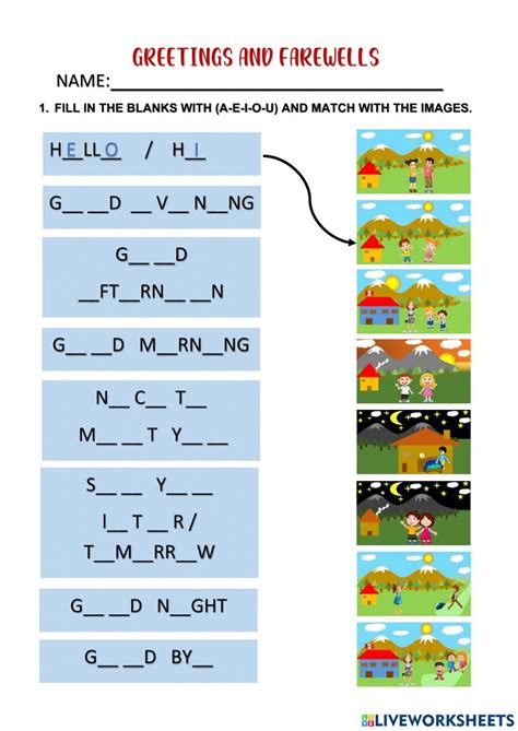 Greetings And Farewells Online Pdf Worksheet Artofit