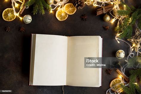 Christmas Background With Open Book Stock Photo Download Image Now