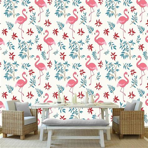 Papier Peint Flamant Rose Motifs Roseus