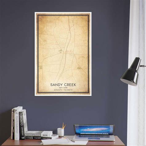 Vintage Sandy Creek New York Map Poster, Sandy Creek NY City Road Wall