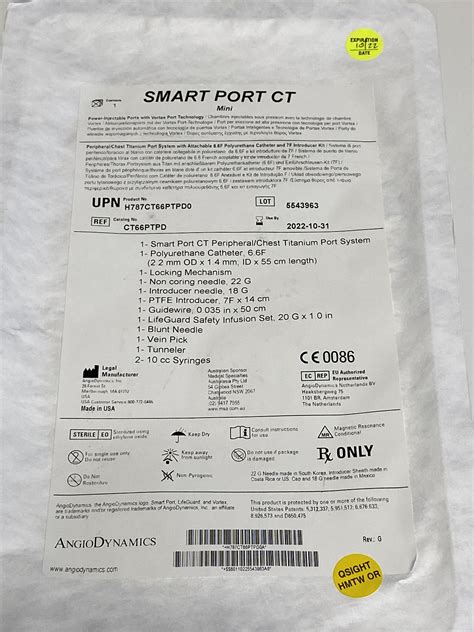 New ANGIO DYNAMICS Smart Port Ct Mini CT66PTPD Exp.2022-10 (B9