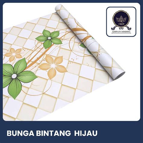 Jual Wallpaper Stiker Dinding Motif Bunga Bintang Hijau Size 45 Cm X 10