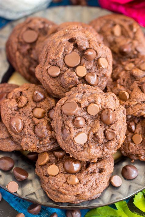 Soft And Fudgy Triple Chocolate Chip Pudding Cookies • The Gold Lining Girl