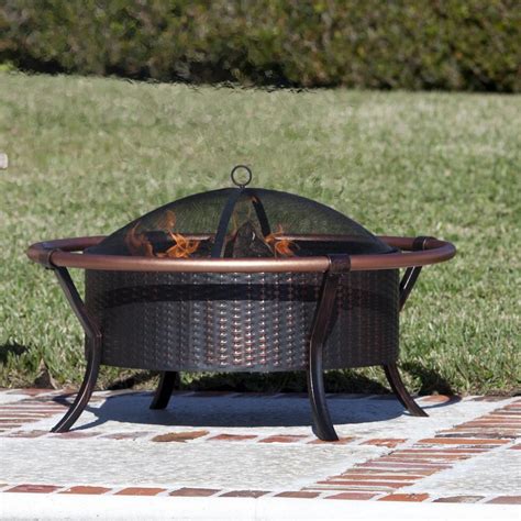 Fire Sense Copper Rail 27 Inch Wood Burning Fire Pit Antique Bronze