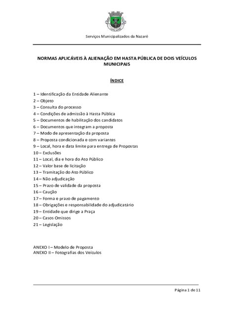 Preenchível Disponível Procedimento de Hasta Pblica para alienao de