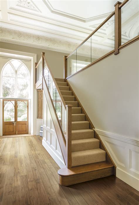 Dark Oak In Line Glass Staircase Traditional Staircase Manchester