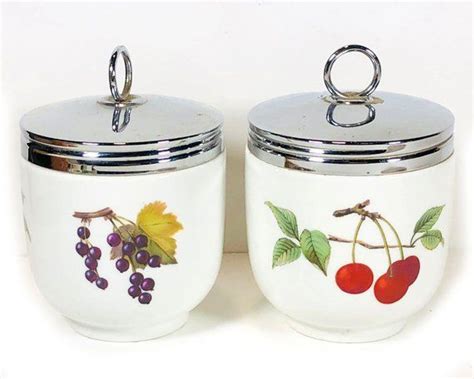 Vintage Royal Worcester Double Egg Coddler Evesham Various Fruit