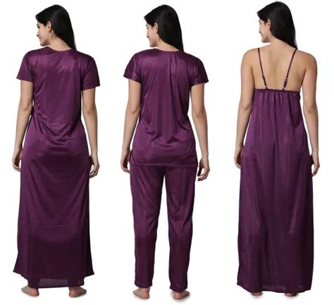 THUMKA Purple Nighty Set Sleepwear Dress Sett Sexy Nighty Hot Nighty Maxi For Women