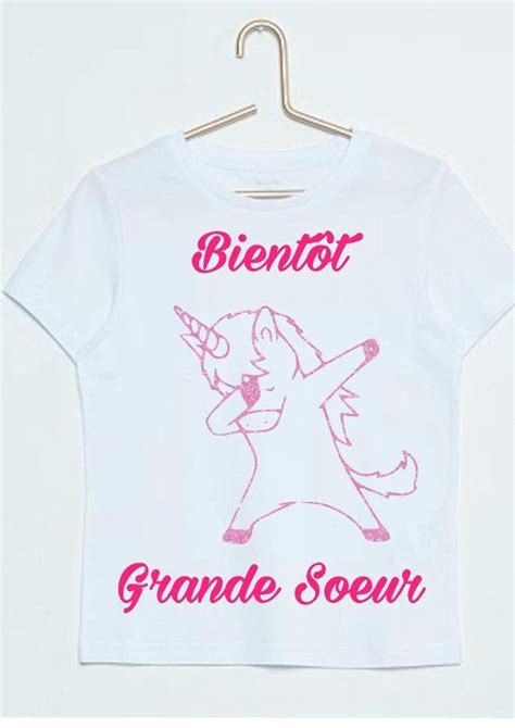 T shirt Bientôt grande sœur licorne dab T shirt future grande sœur