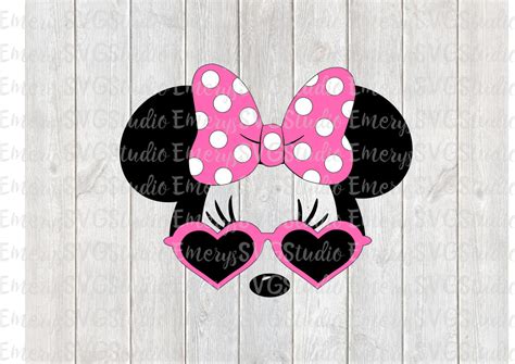 Svg Dxf File For Minnie With Heart Sunglasses And Dot Bow Etsy