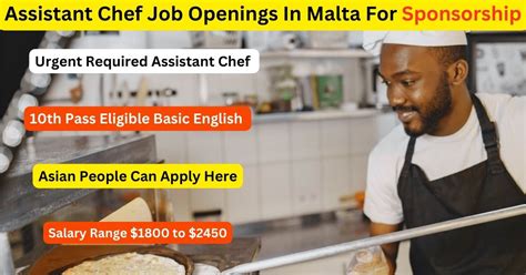 Assistant Chef Job Openings In Malta For Sponsorship