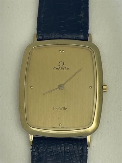 Omega De Ville Gold Capped Gold Dial Quartz Ultra Thin Vintage Swiss ...