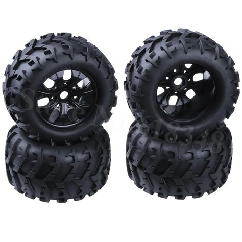 Pieces Mm Rubber Rc Monster Truck Tires Bigfoot Wheel Rims