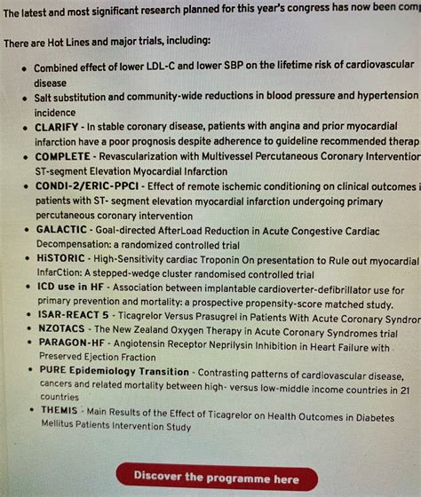 Sabouretcardiologist On Twitter Program Of Hot Lines And Major Trials