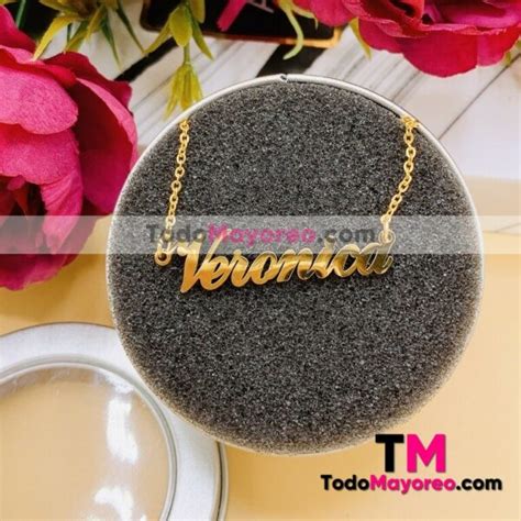 Collar De Acero Inoxidable Nombre VERONICA A0629 TodoMayoreo