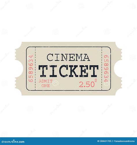 Retro Cinema Ticket Template Admit One Vector Illustration Stock