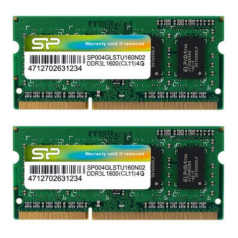 シリコンパワー ノートpc用メモリ 135v 低電圧 Ddr3l 1600 Pc3l 12800 4gb×2枚204pin Mac