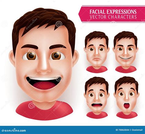 Set Man Head Emotions In D Realistic With Different Facial Expression