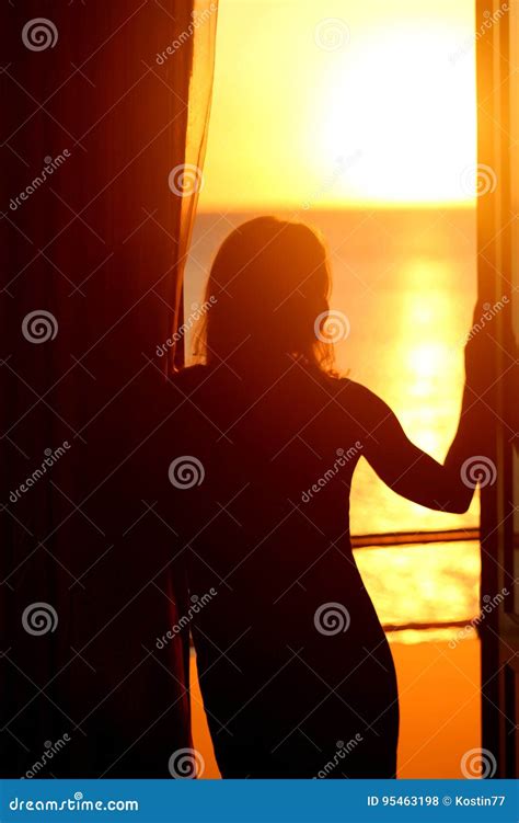 Silhouette Of A Naked Girl Stock Photo Image Of Pretty 95463198