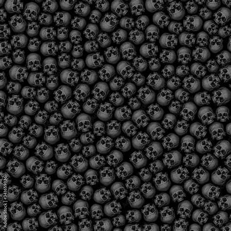 Gothic skull background / 3D illustration of dark grungy human skulls ...