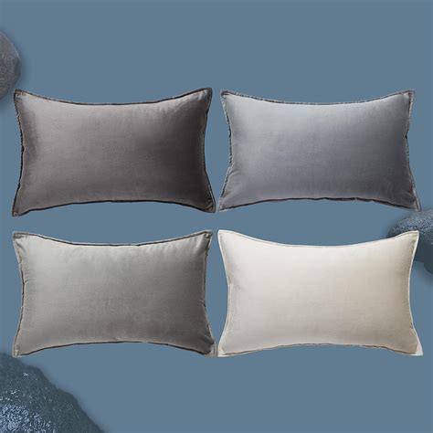 Topfinel Grey Pillow Case Set Of 4 Oblong Cushions Covers For Sofa