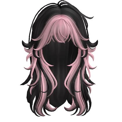 Two Tone Fluffy Long Wolfcut Hair Pink Black Roblox Item Rolimon S