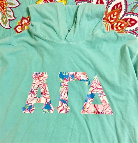 Alpha Gamma Delta Hooded Shirt With Gold Lilly Pulitzer Heat Transfer