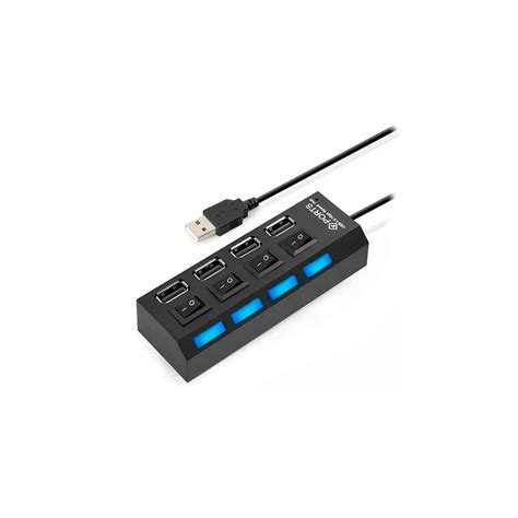 Hub 4 Portas USB 2 0 Switch On Off E Led Preto Lehmox LEY 21