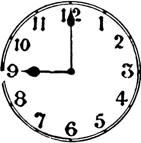 Analogue Clock Showing 9am - ClipArt Best