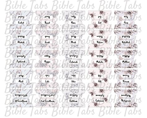 Rustic White Flower Bible Tabs Double Sided Printable Bible Tabs For Bible Journaling And