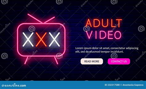 Adult Video Flyer With Neon Sign Night Bright Promotion Sex Shop Concept Editable Stroke