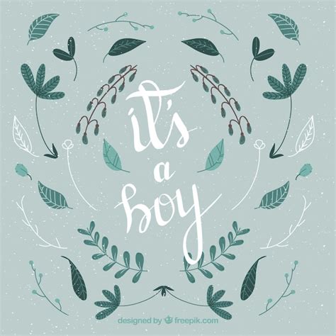 Free Vector | Cute baby boy background with leaves