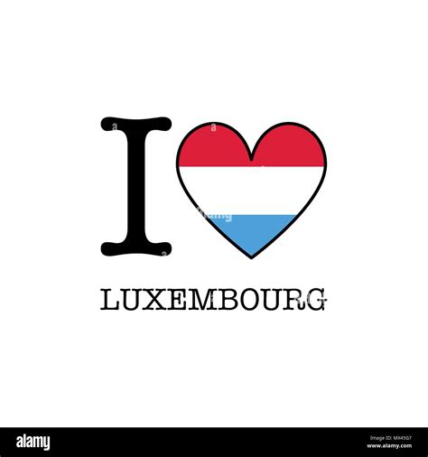 I Love Luxembourg Heart Shape National Country Flag Icon Stock Vector