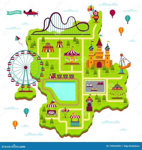 Theme Park Map Cartoon