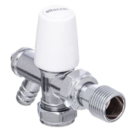 Altecnic Angled Radiator Valve Inc Drain Off 15mm Whitechrome