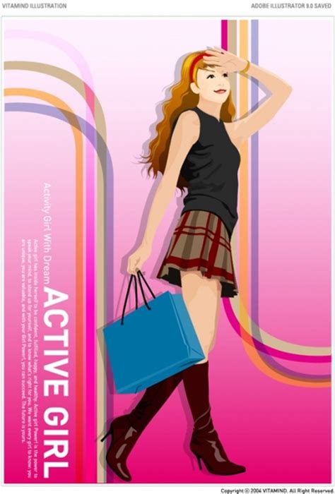 Fashion Shopping Girl Vector Vectors Graphic Art Designs In Editable